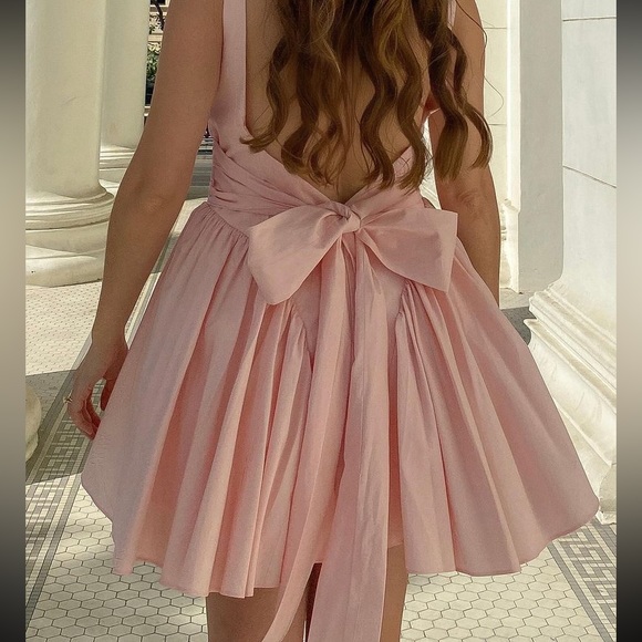 House of CB 'Florianne' Soft Peach Bow Mini Dress‎ size L D-DD Tall - Picture 10 of 15